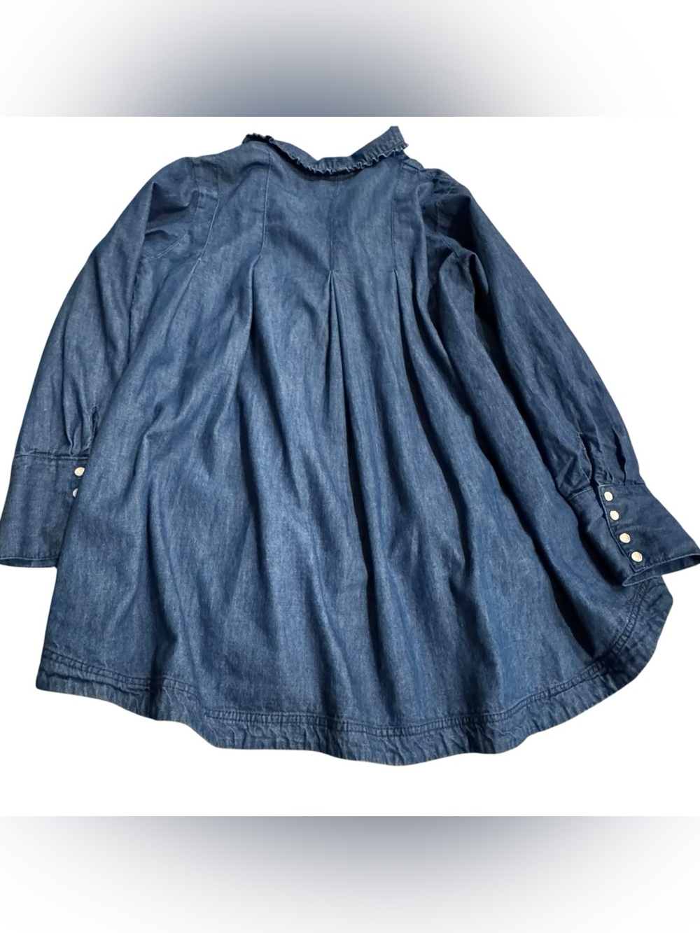 Free People Charlie Denim Top Oversized Snap Front Size M Chambray Cotton - Picture 5 of 8